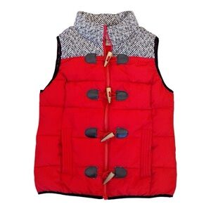 RUFF HEWN RH Puffer Vest Womens Petite Medium - Red Lumberjack Winter Warm Tweed